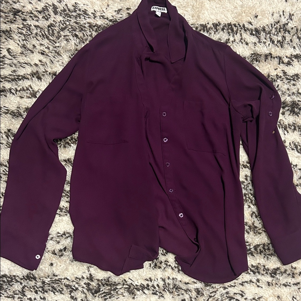 Express Women's Purple Button Down Shirt